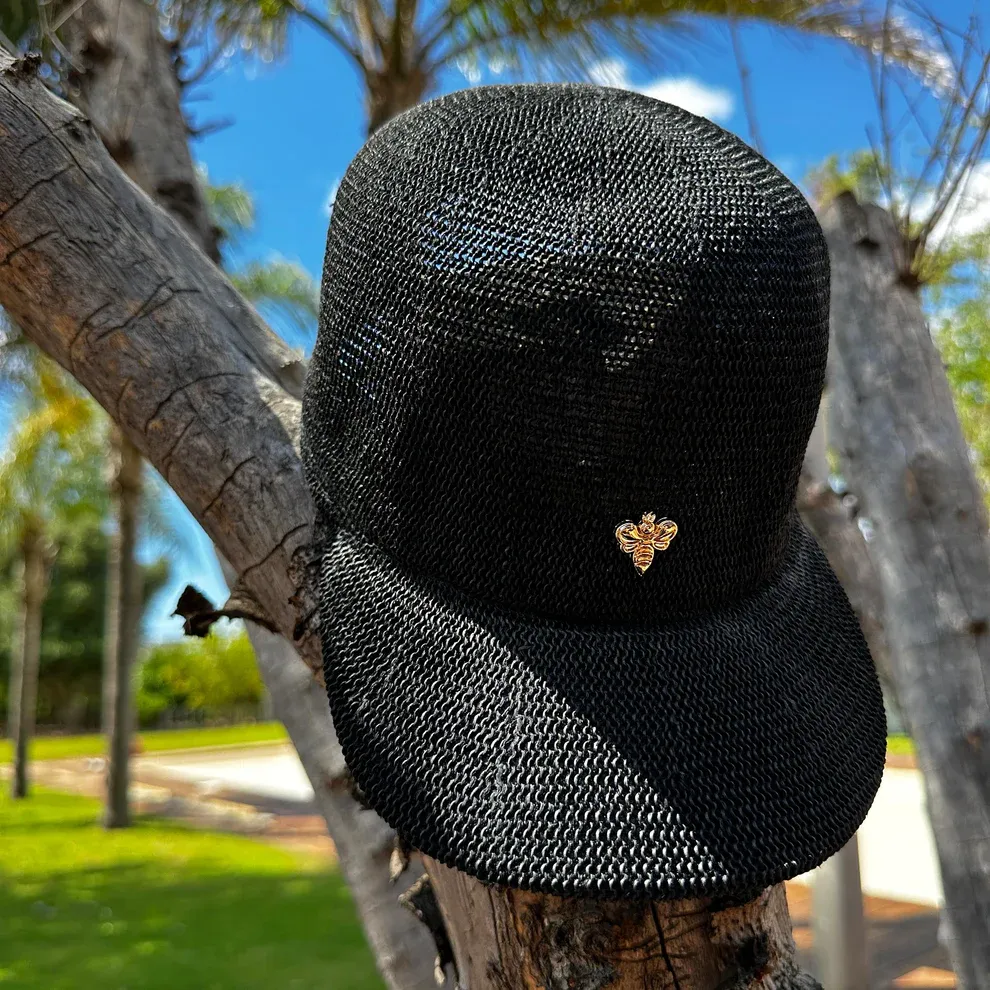 Black cap hat gold
