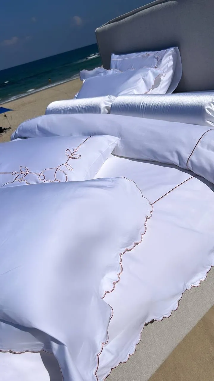 דגם ״רימון״- רקמה רוז גולד צפיפות 500 tc