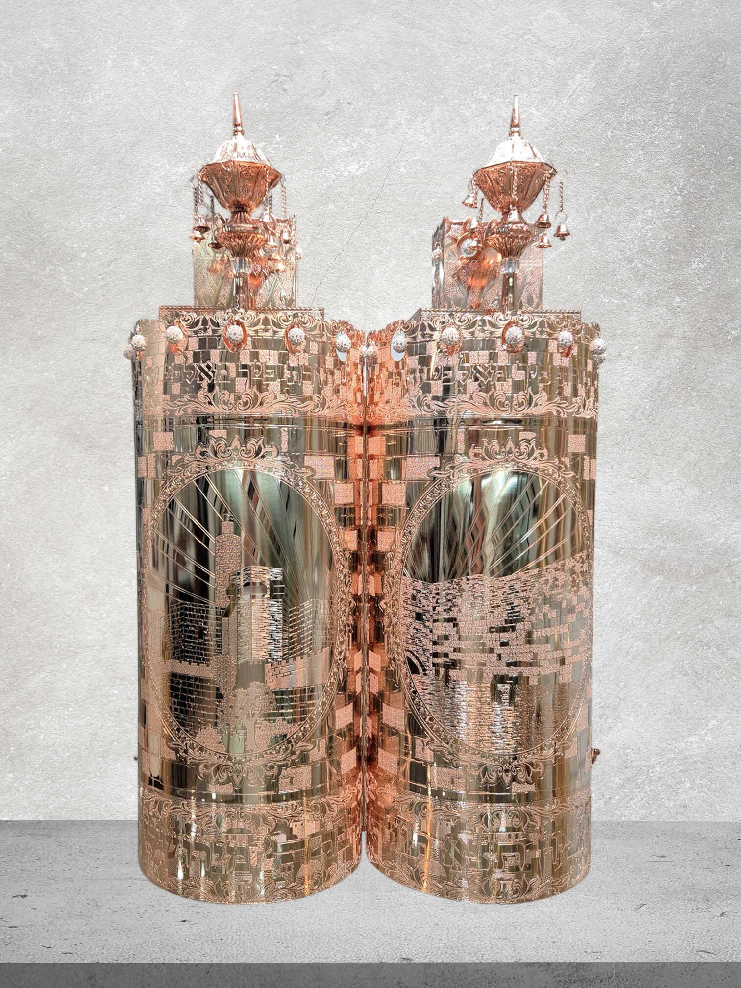 תיק לספר תורה דגם "כותל" רוז גולד