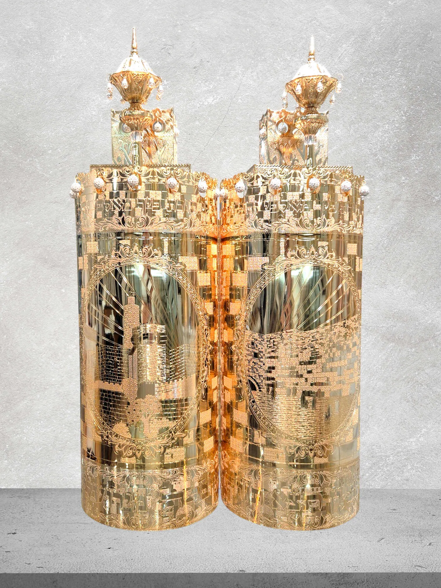 תיק לספר תורה דגם "כותל זהב " ציפוי זהב טהור