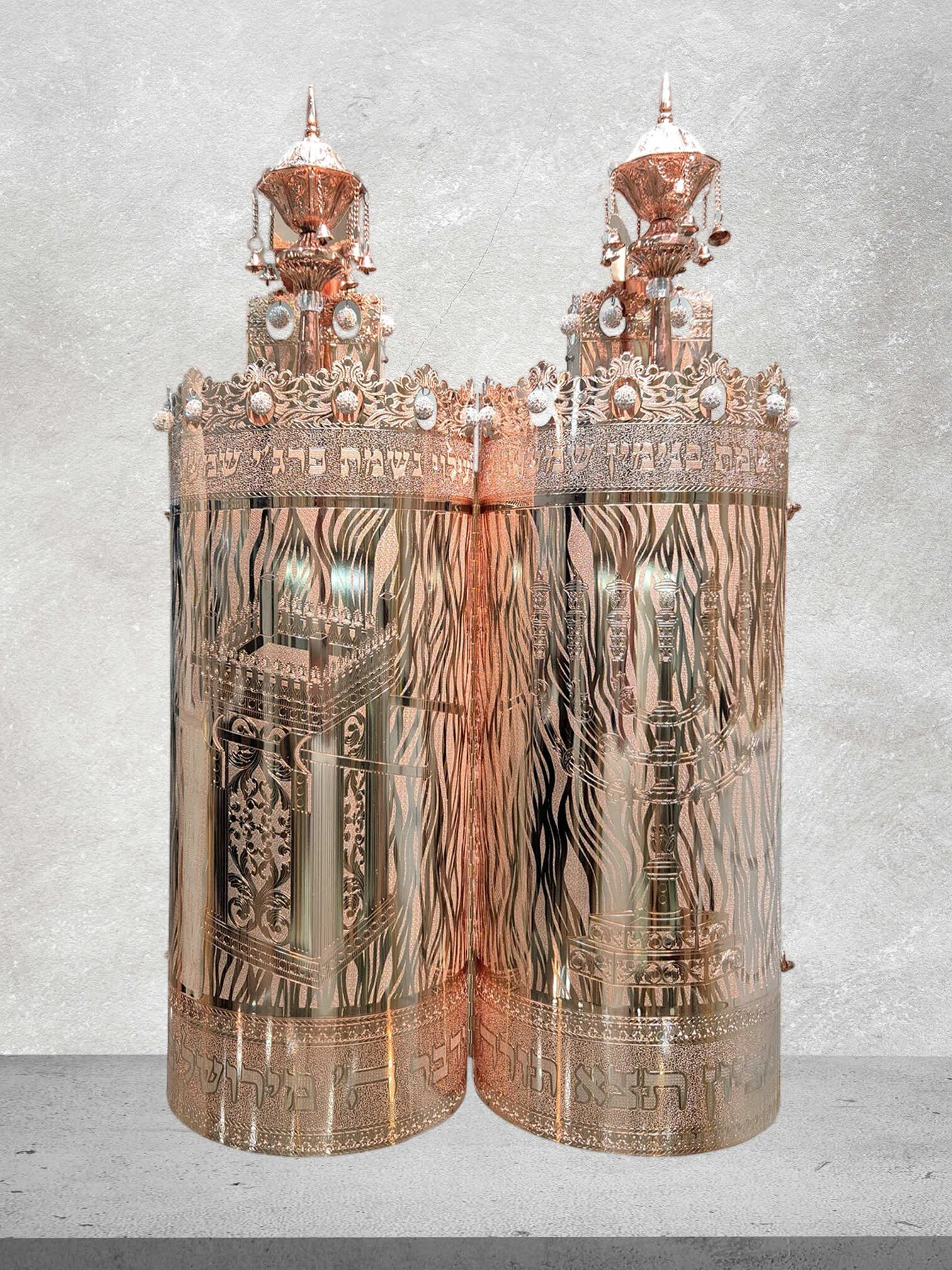 תיק לספר תורה פרימיום דגם "כרובים" רוז גולד