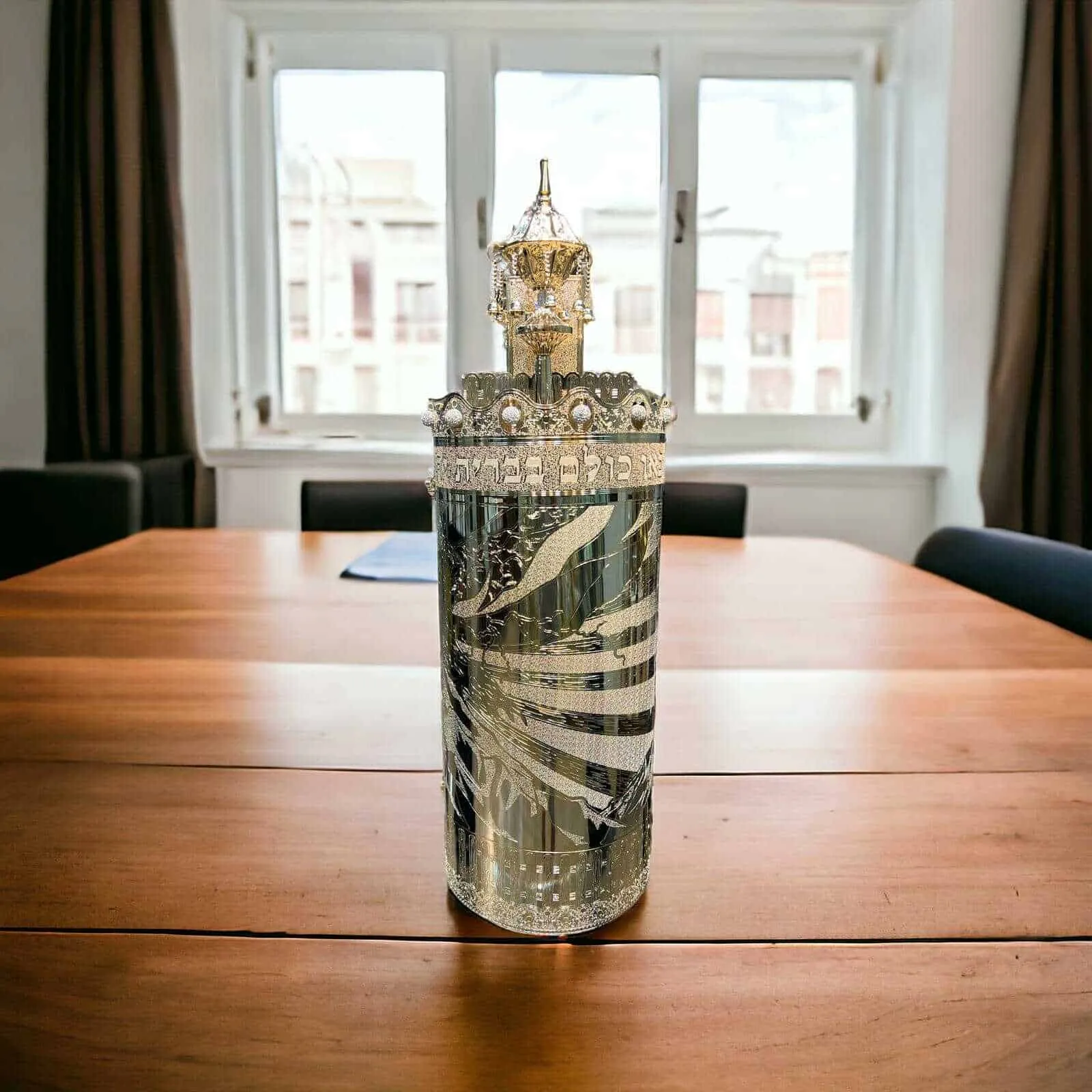 תיק לספר תורה פרימיום דגם "הר סיני" ציפוי זהב טהור