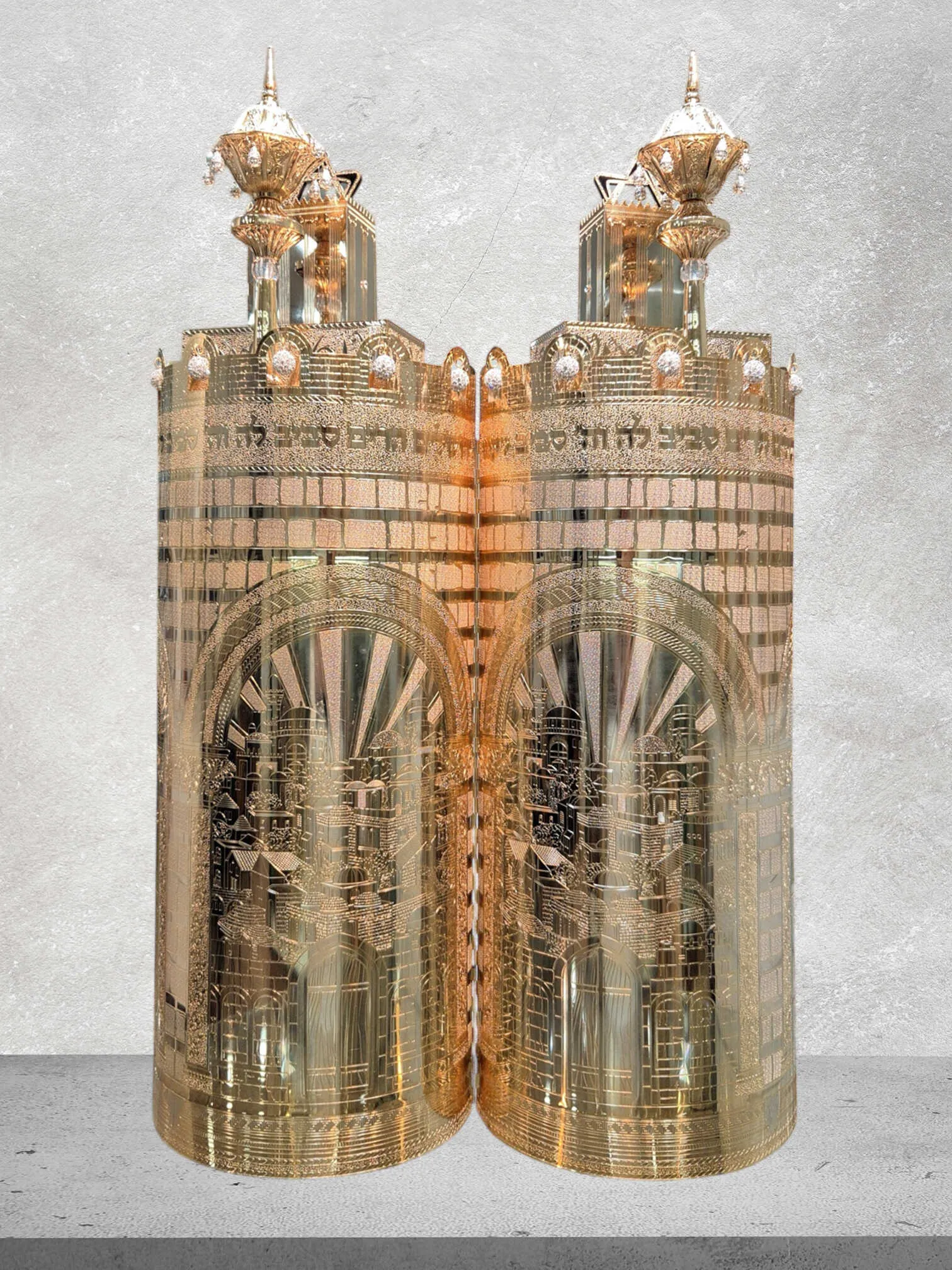 תיק לספר תורה פרימיום דגם "שערים מקדש" ציפוי זהב טהור