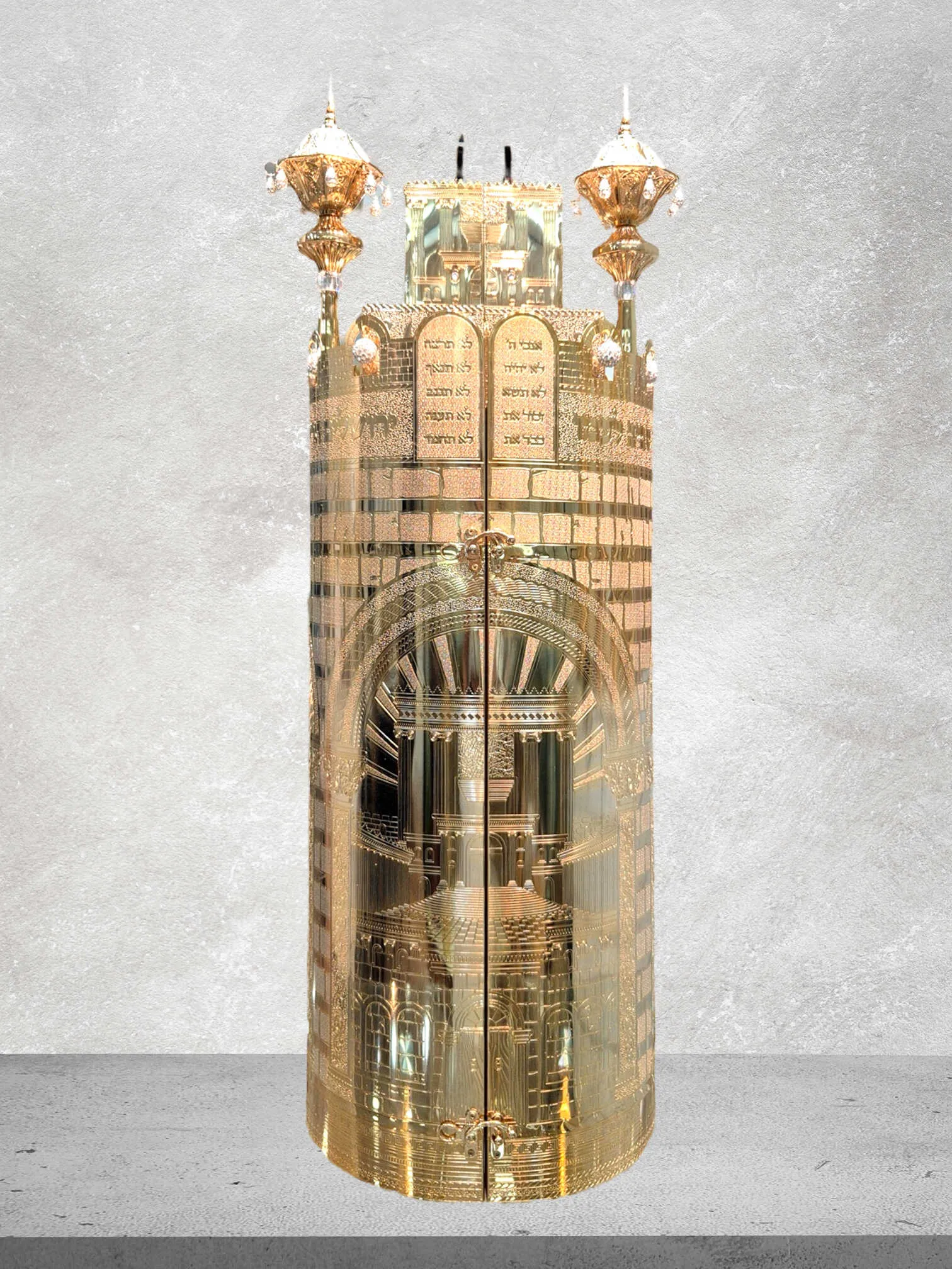תיק לספר תורה פרימיום דגם "שערים מקדש" ציפוי זהב טהור
