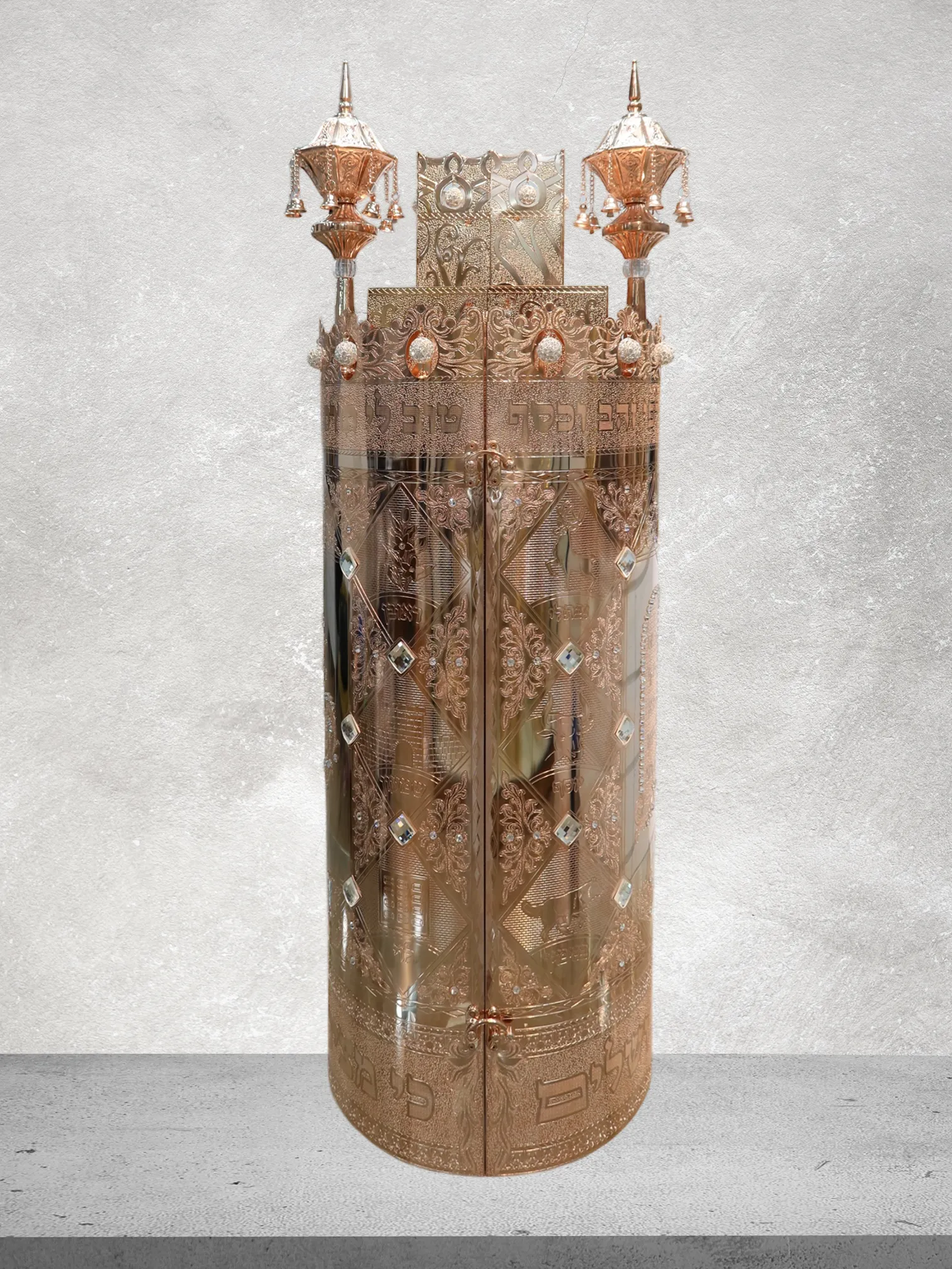 תיק לספר תורה פרימיום דגם "עשרת הדיברות" רוז גולד