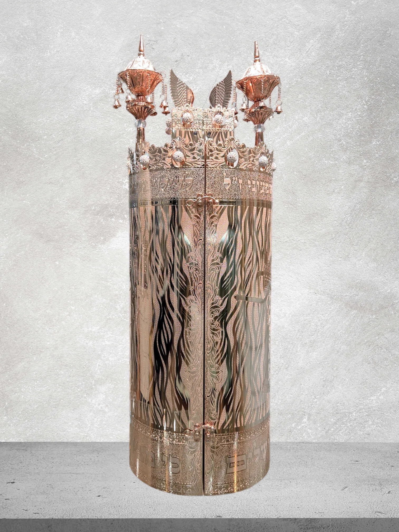 תיק לספר תורה פרימיום דגם "כרובים" רוז גולד