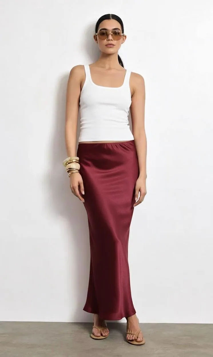 חצאית סאטן מקסי